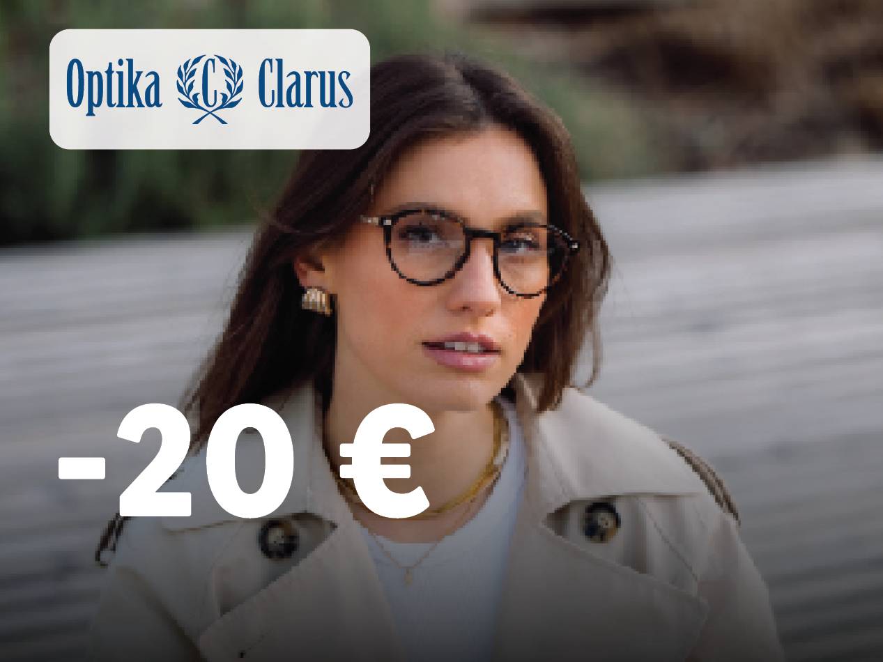 Ženska v očalih Optika Clarus, s popustom -20 €.