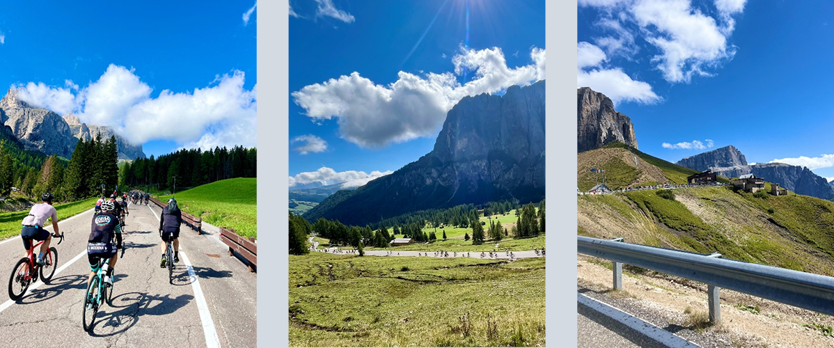 Kolesarji v italijanskih Dolomitih.