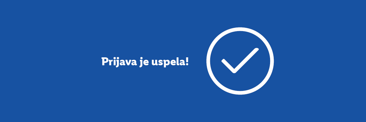 Potrditev: zeleni kljukica na modrem ozadju.