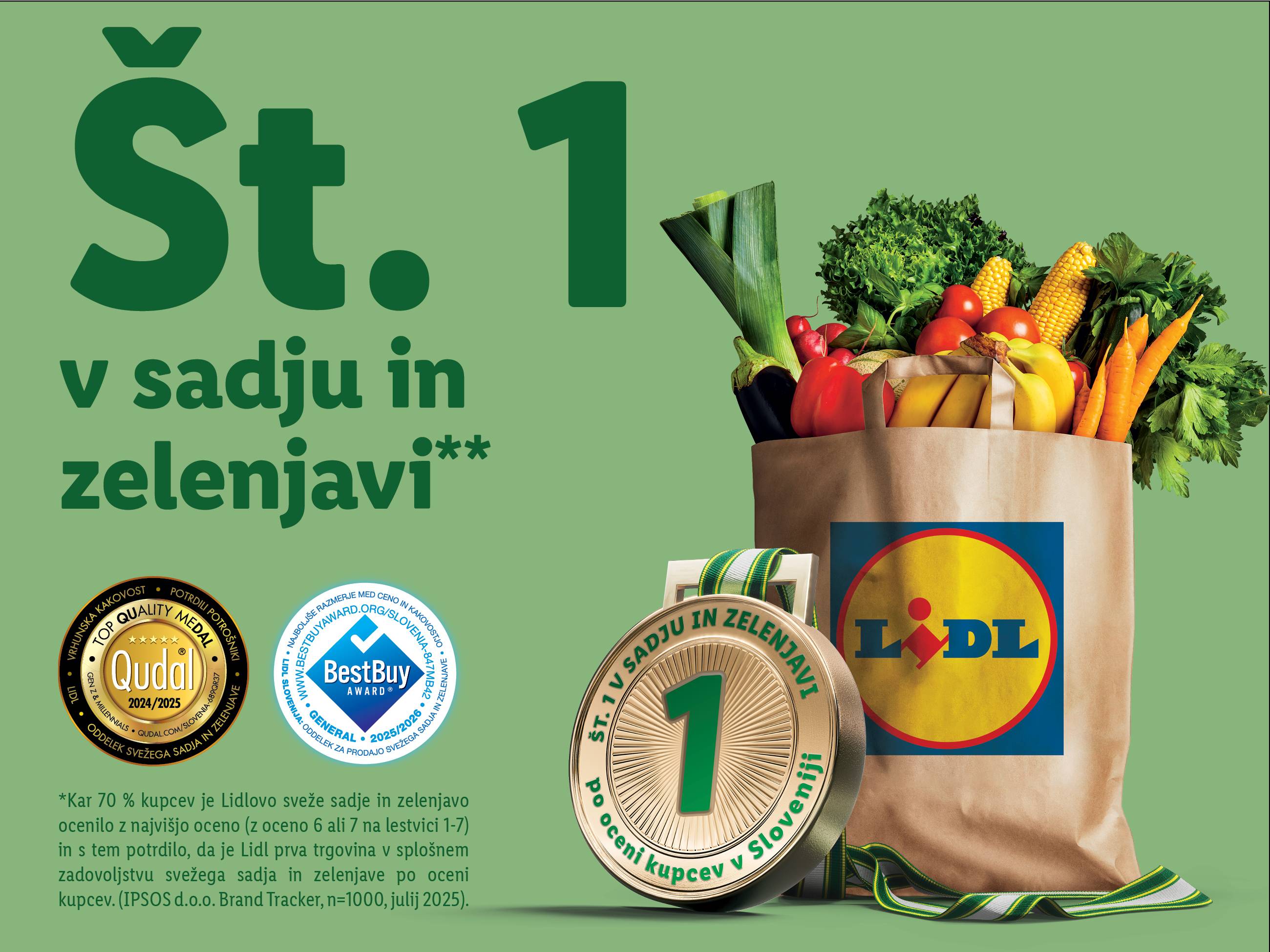 Lidl je prejel prvo mesto za sveže sadje in zelenjavo po oceni kupcev.