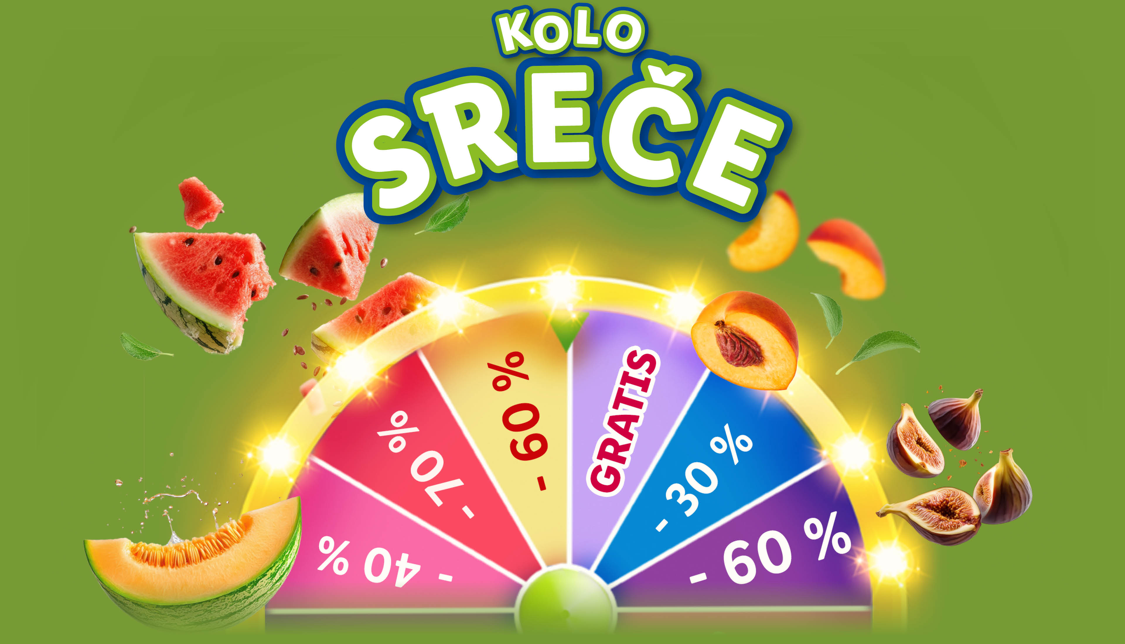 Kolo sreče s sadjem ponuja popuste do 90% in brezplačne izdelke.