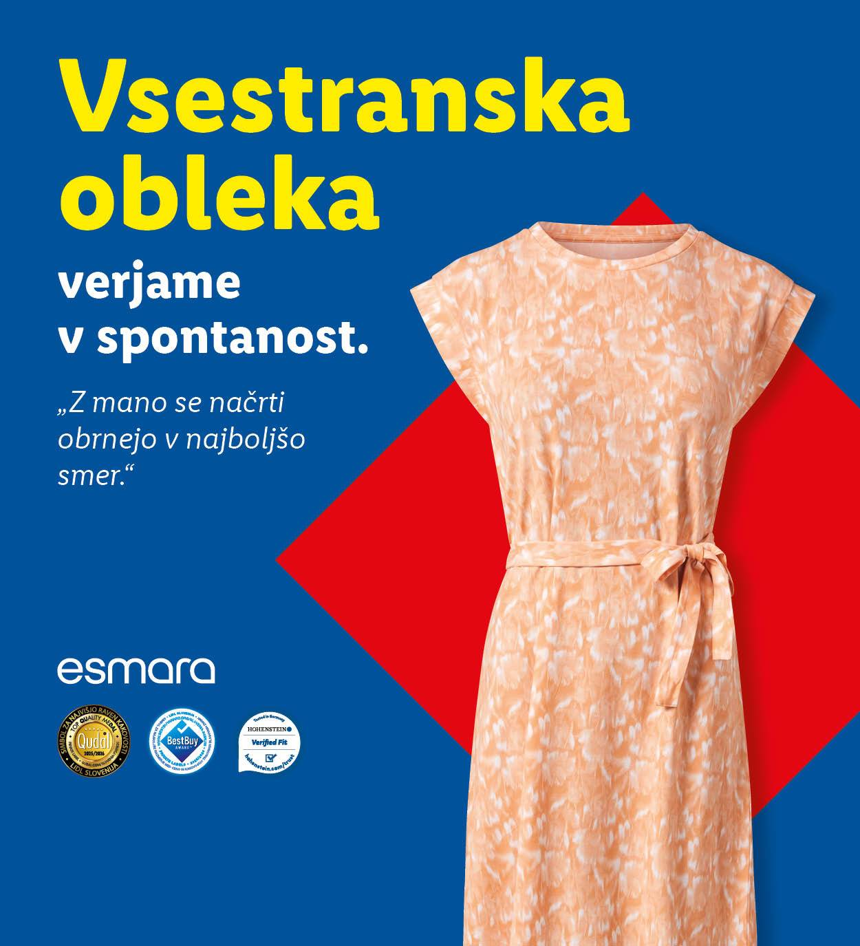 Esmara vsestranska obleka v nežnih odtenkih, ki se prilagaja vsakemu slogu.