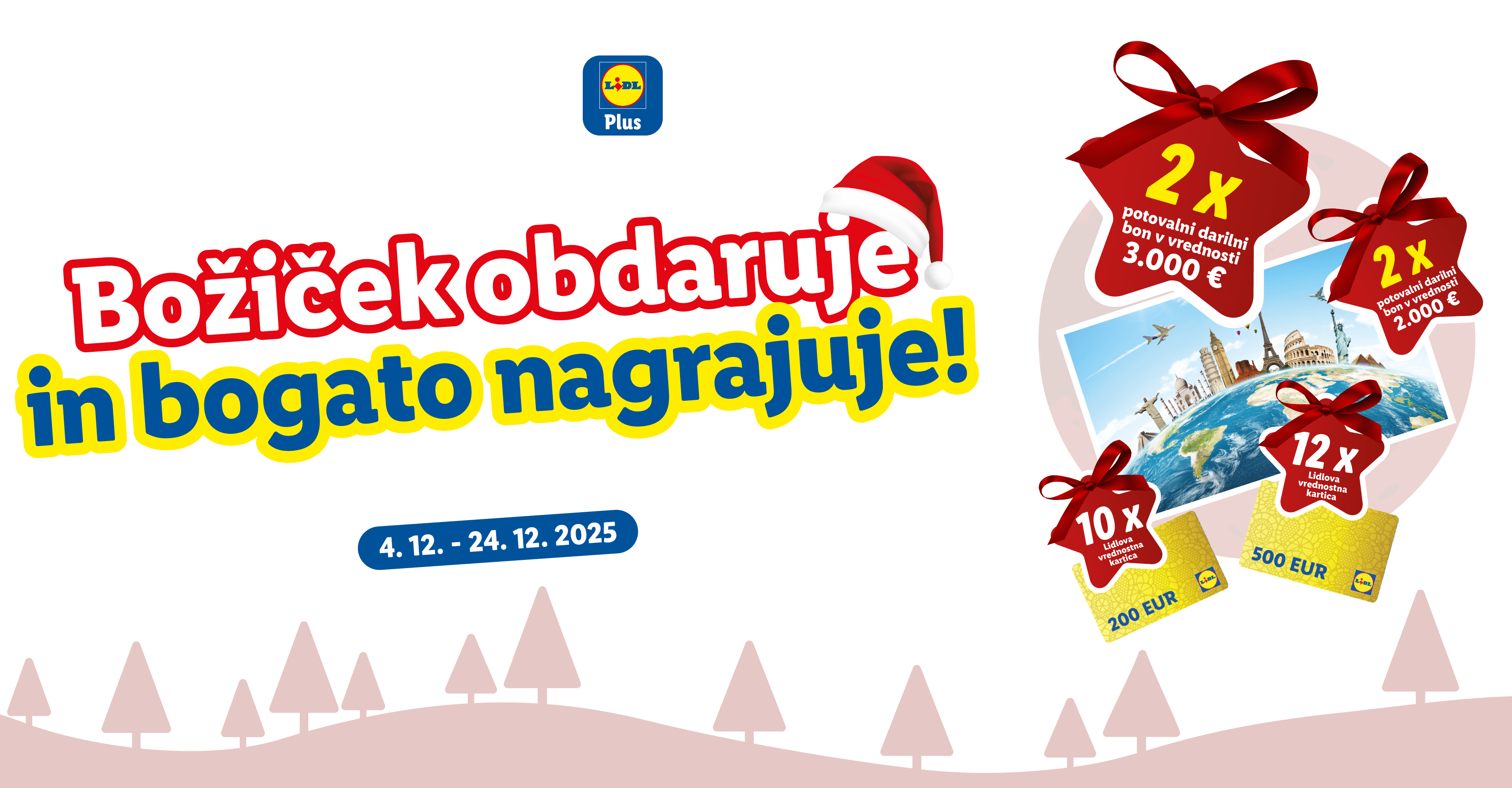 Coca-Cola in Lidl Plus božično obdarujeta: potovalni boni in Lidl vrednostne kartice.