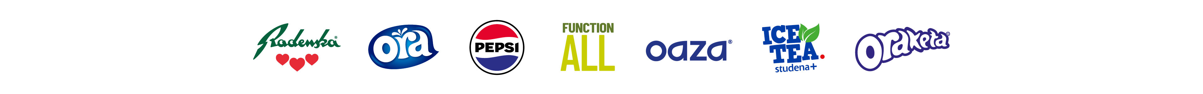 Logotipi pijač, vključno z mineralno vodo, sokovi, čaji in gaziranimi pijačami.