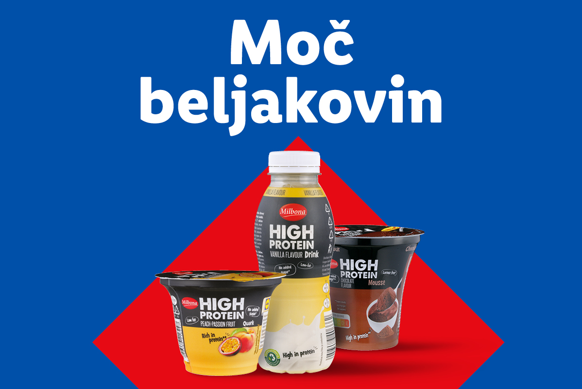 Milbona visokoproteinski jogurt, napitek in mousse.