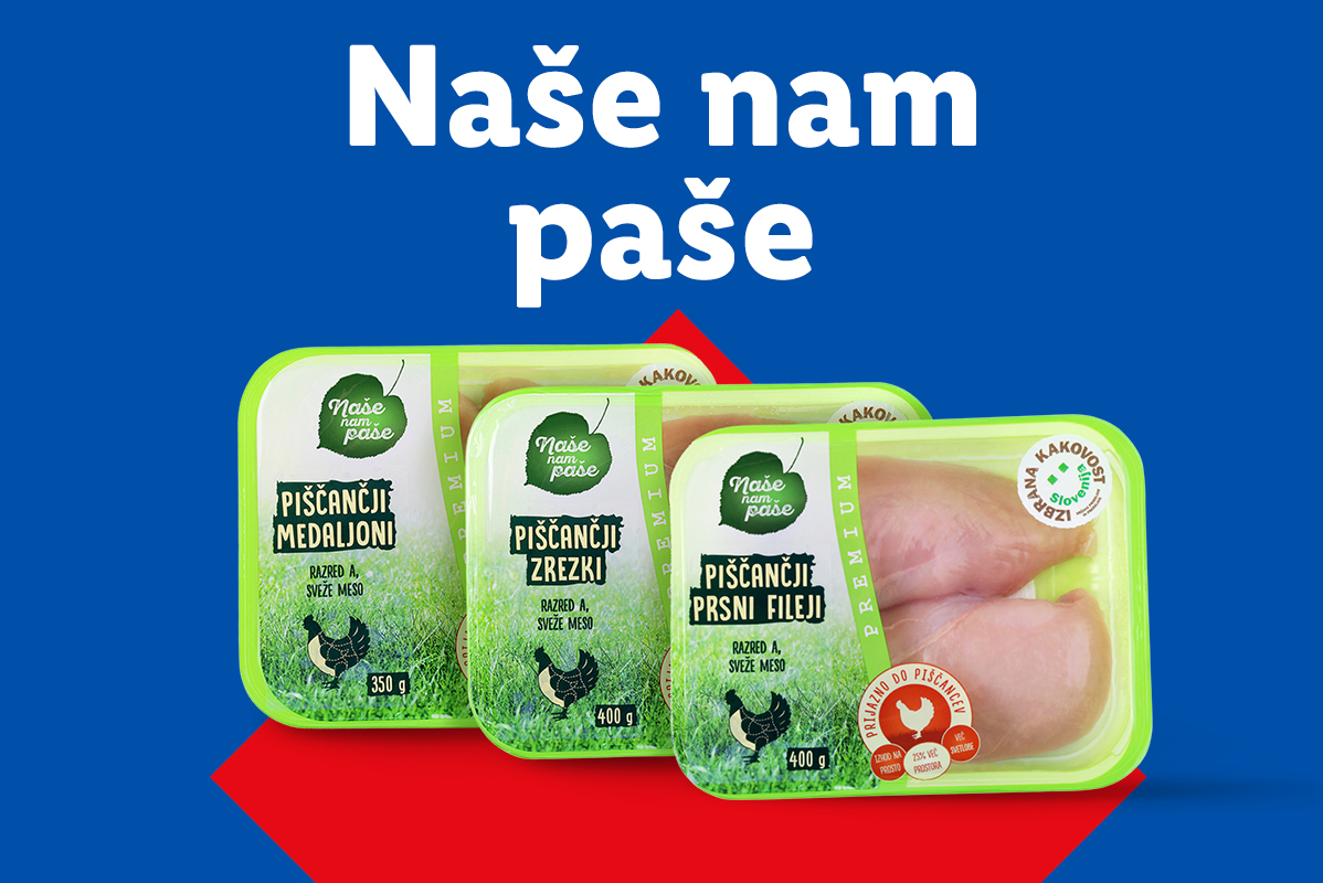 Pakirani piščančji medaljoni, zrezki in fileji blagovne znamke Naše nam paše.