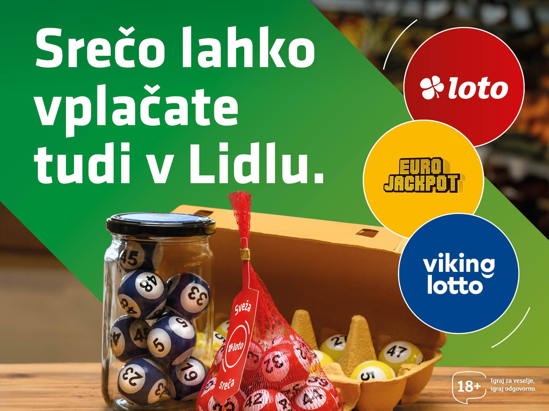 Nakup loterijskih srečk Lotto, EuroJackpot in Viking Lotto je sedaj možen tudi v Lidlu.