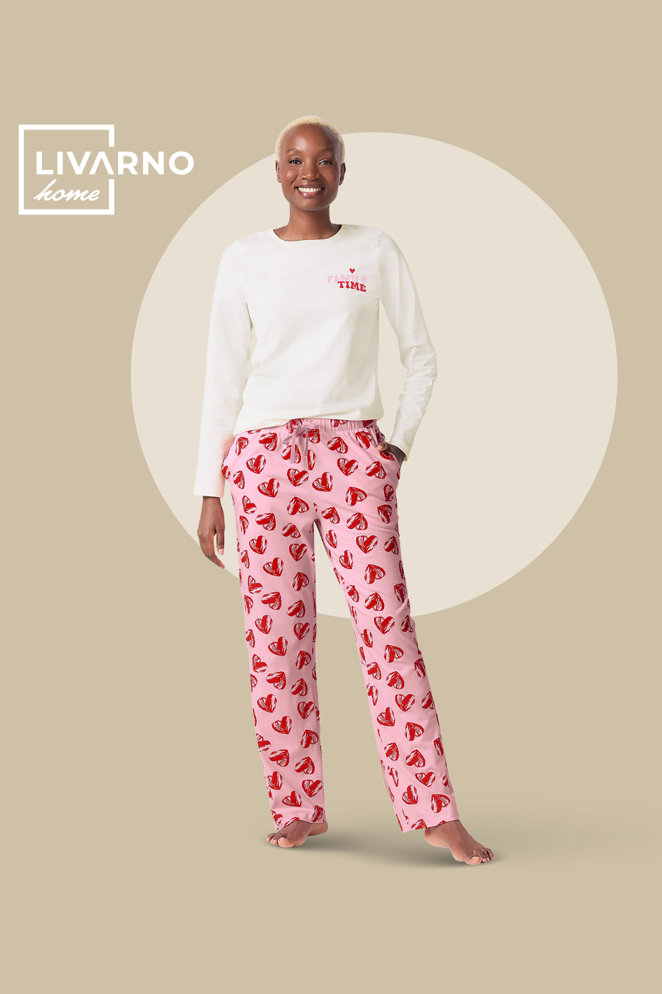 Ženska pižama z dolgimi rokavi in hlačami z vzorcem src.