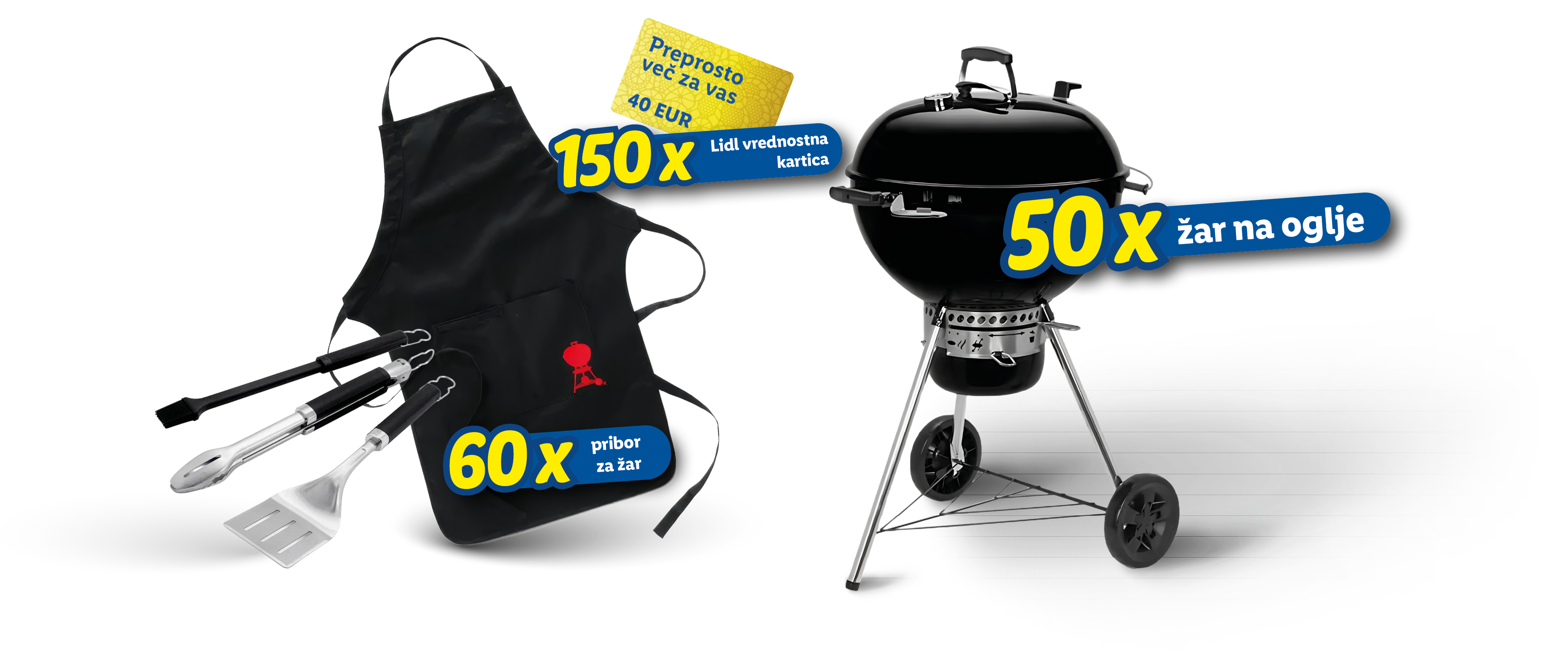 Darilne kartice, žari na oglje in pripomočki za žar.