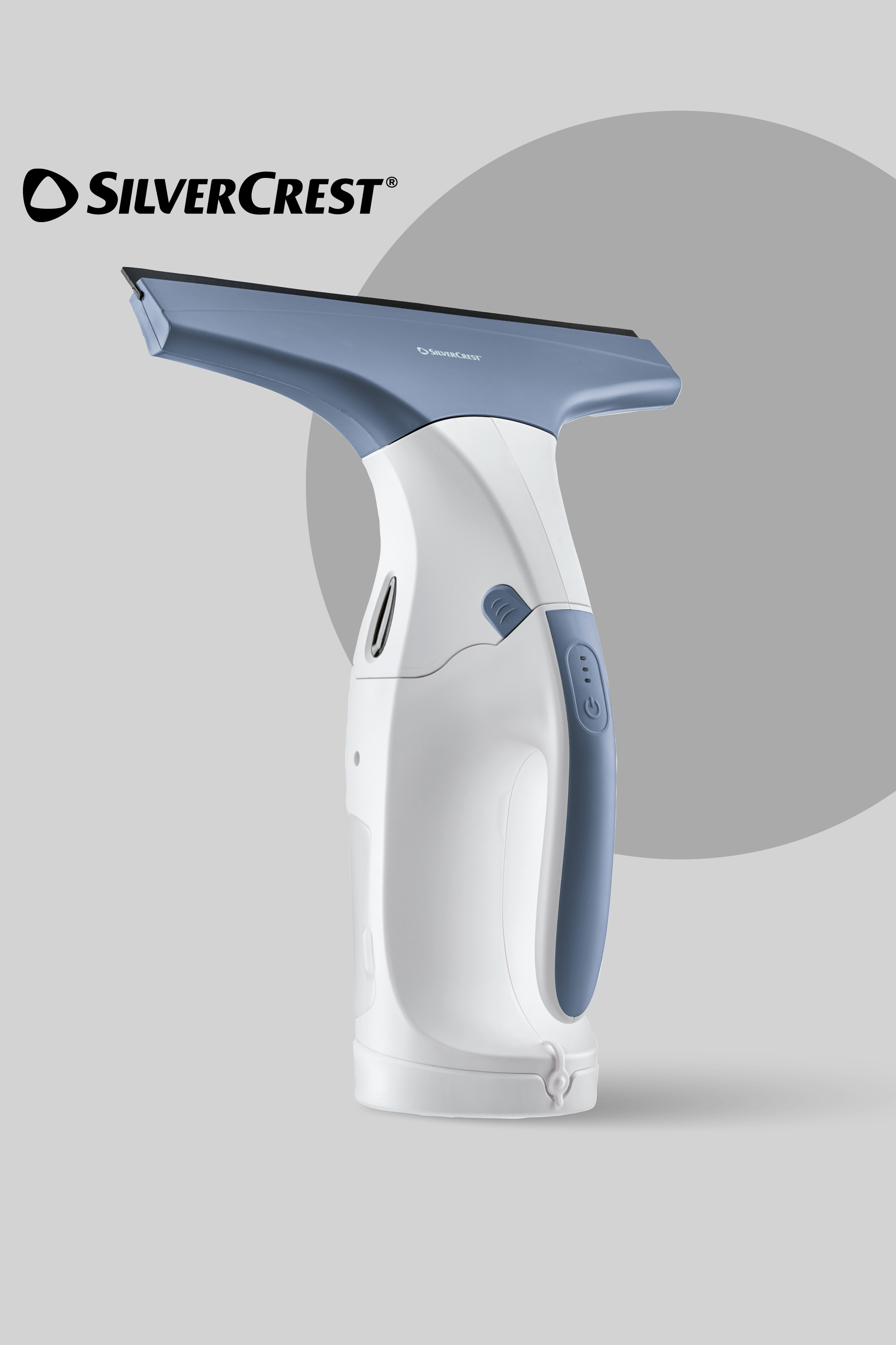 Beli in modri čistilec oken z logotipom SilverCrest.