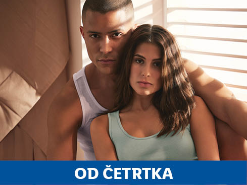 Moški in ženska v spodnjem perilu, oglas od četrtka.