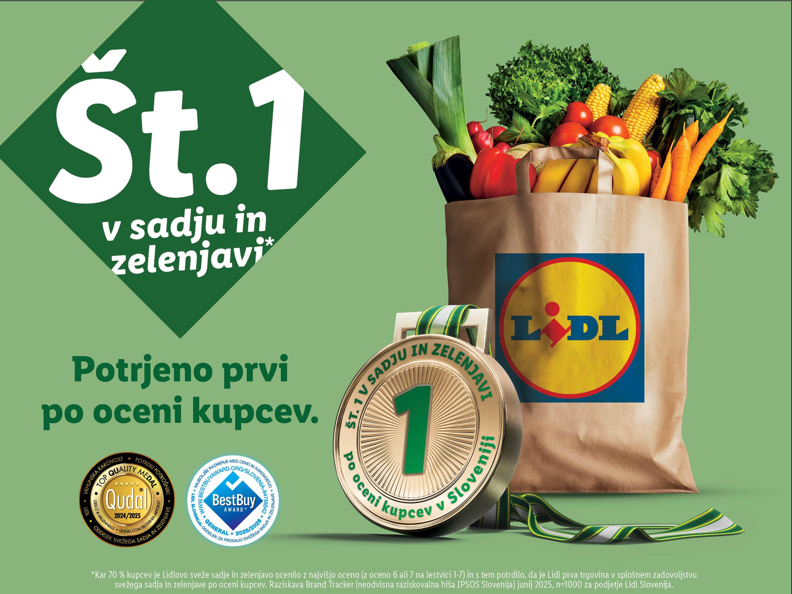 Lidlov sveže sadje in zelenjava sta po oceni kupcev prva.