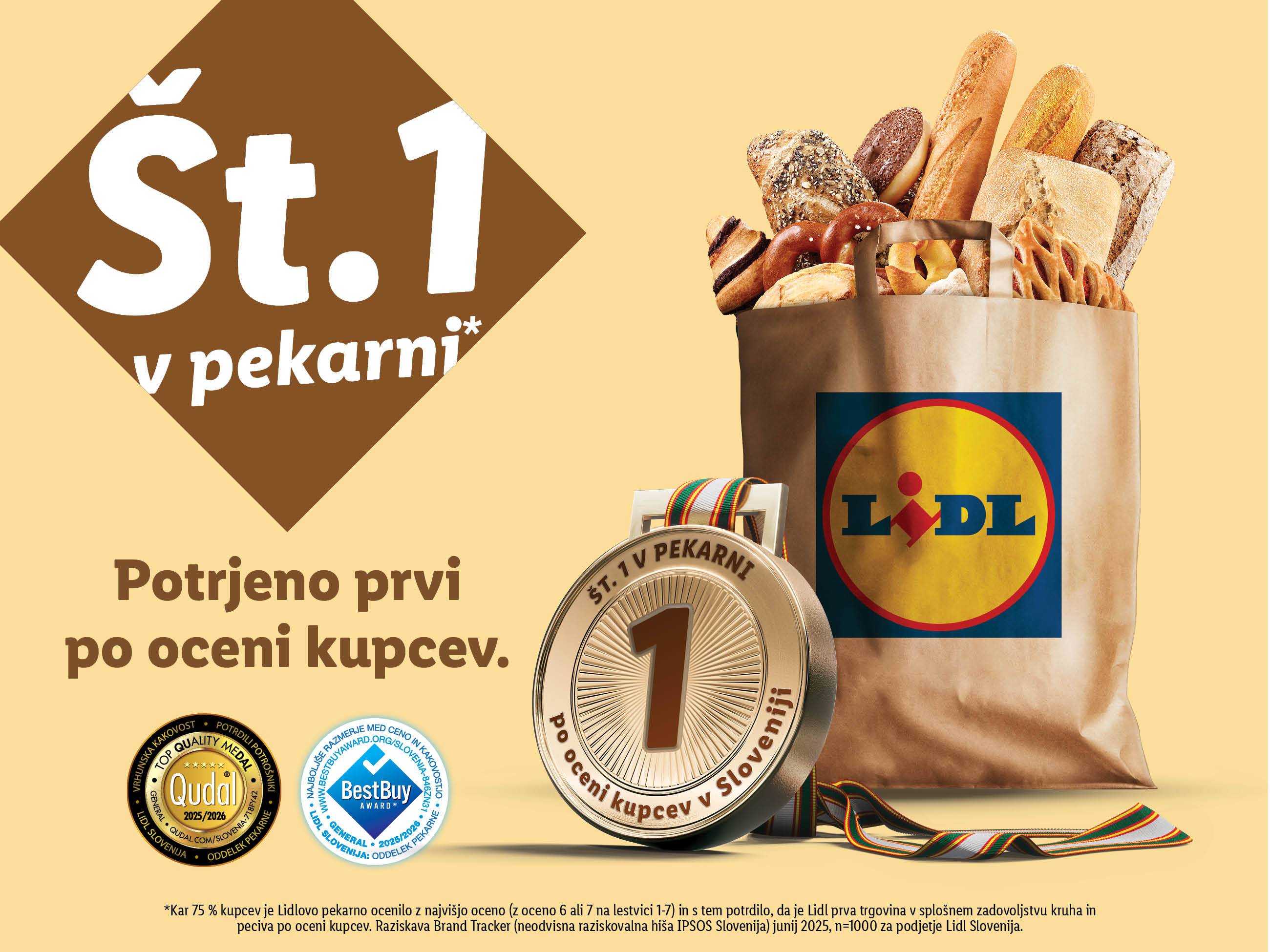 Lidlova pekarna je prejela prvo mesto po oceni kupcev za kruh in pecivo.