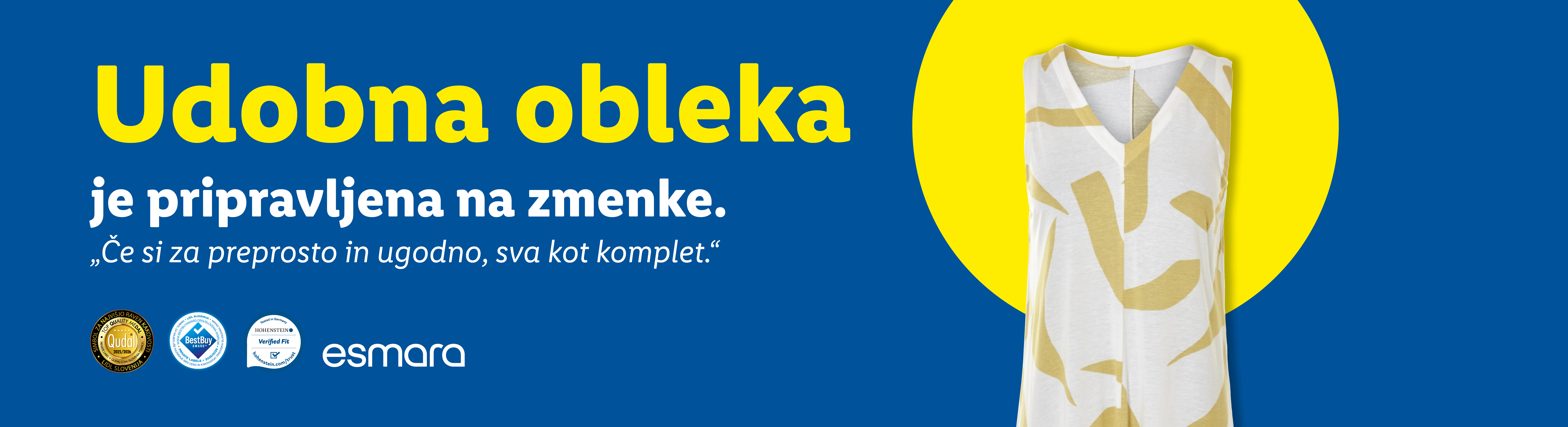 Esmara obleka, udobna in pripravljena za zmenke.