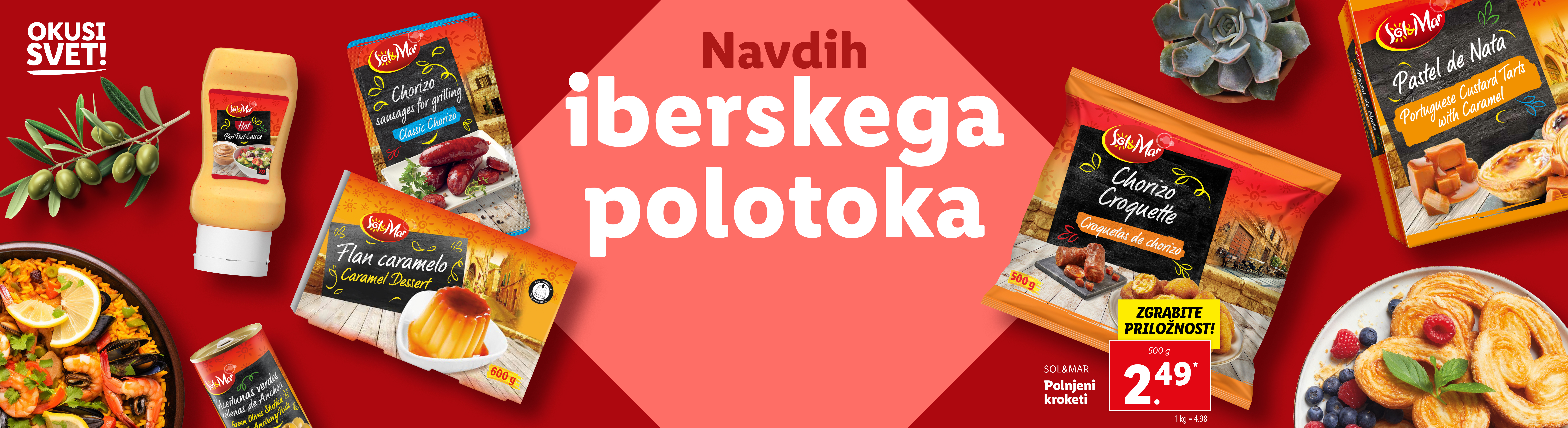 Sol&Mar ponuja široko paleto iberskih izdelkov, vključno s kroketi, flanom in tartalets.