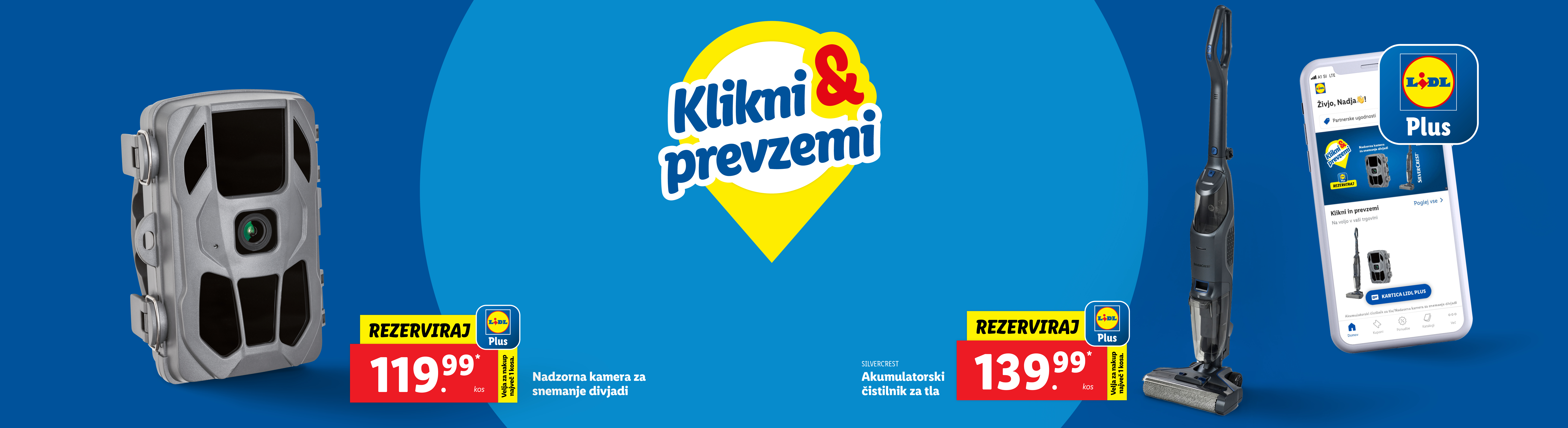 Sesalnik SilverCrest in lovska kamera, na voljo v Lidlu Plus.