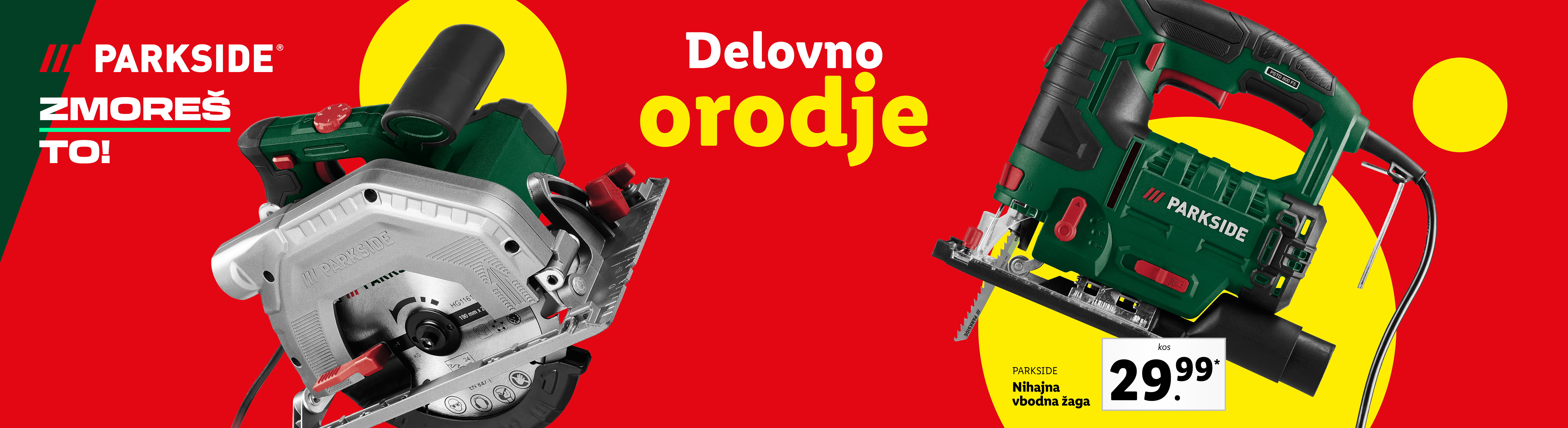 Parkside električno orodje: krožna žaga, izvijač in sestavljanka za 29,99 €.