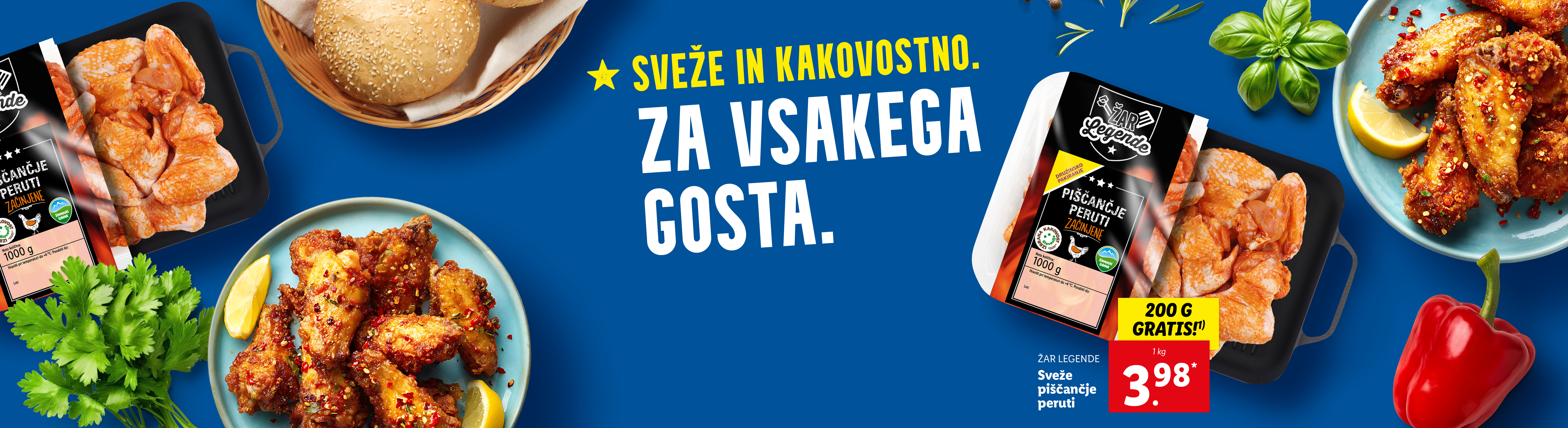 Oglasi za piščančje perutničke in žar izdelke.