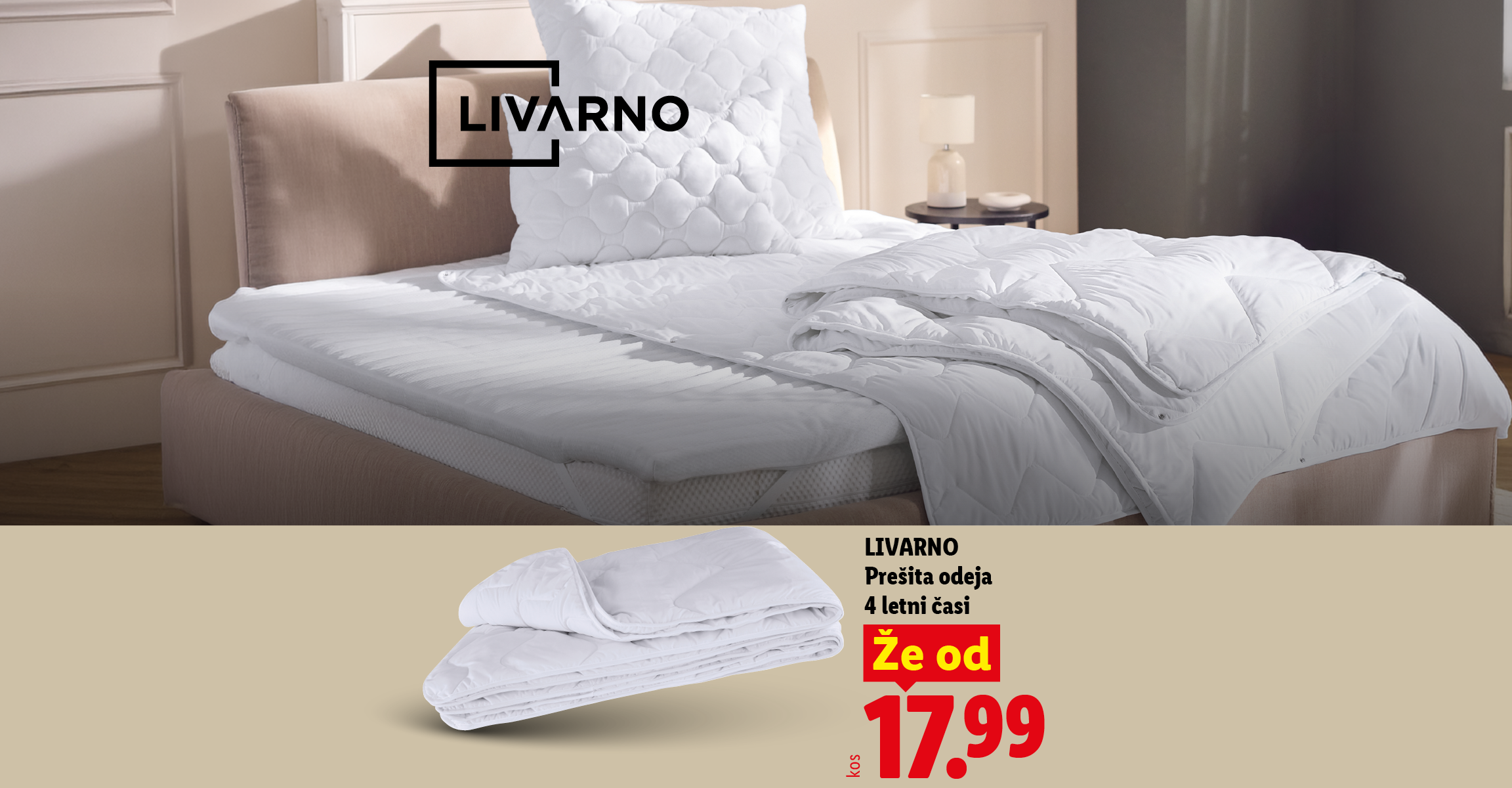Bela prešita odeja za 4 letne čase, na voljo od 17,99 €.