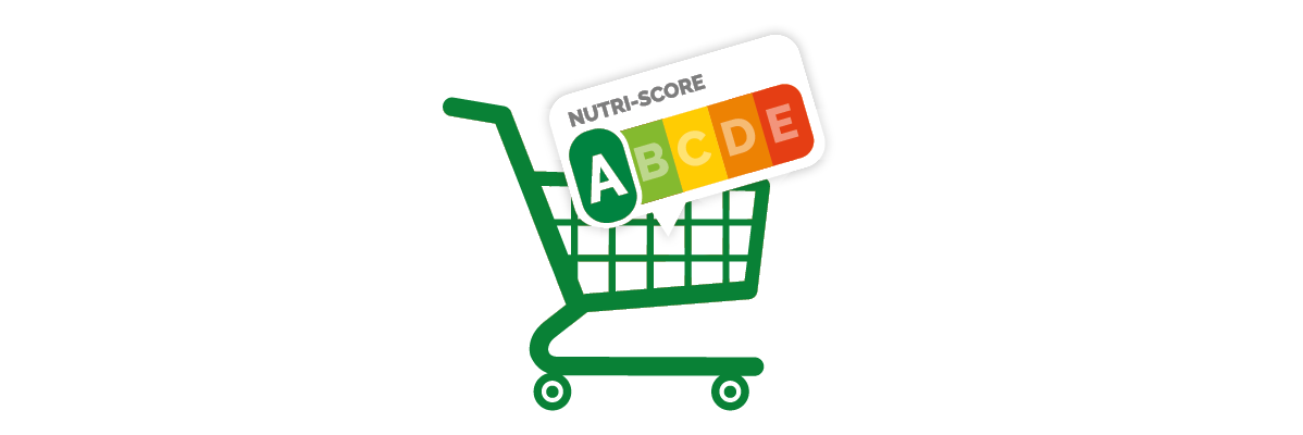 Nutri-Score in nakupovalni voziček: zdrave izbire hrane.
