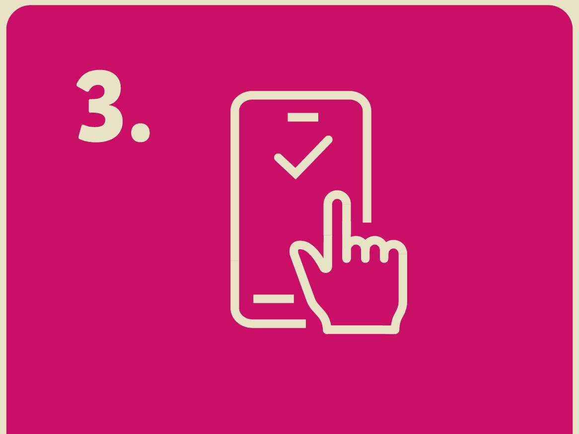 Številka 3 in ikona pametnega telefona s prstom, ki se dotika zaslona.