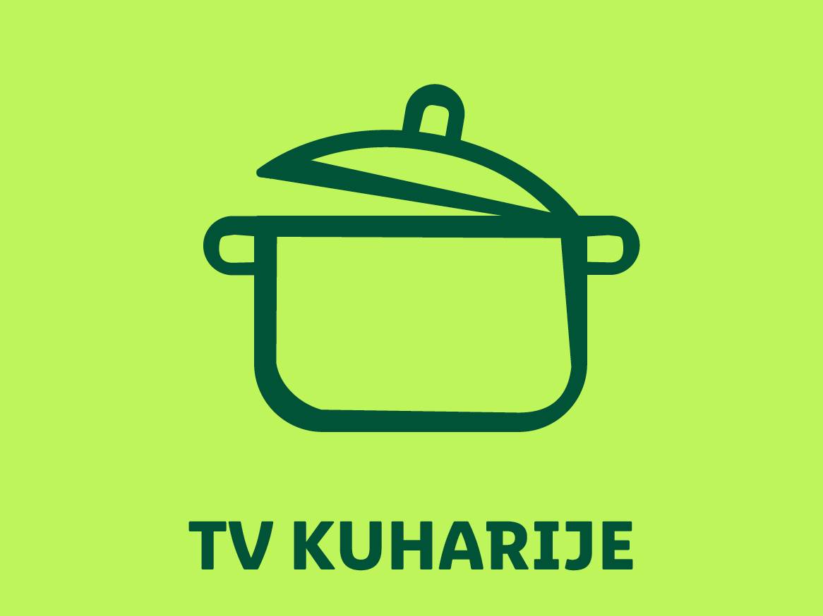 Zelena ikona lonca s pokrovom in napisom 'TV KUHARIJE'.