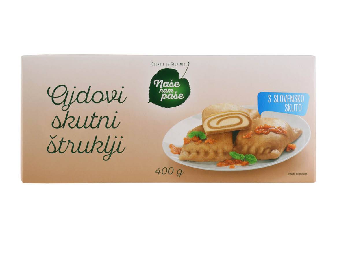 Paket ajdovih skutnih štrukljev 'Naše nam paše' s slovensko skuto (400g).