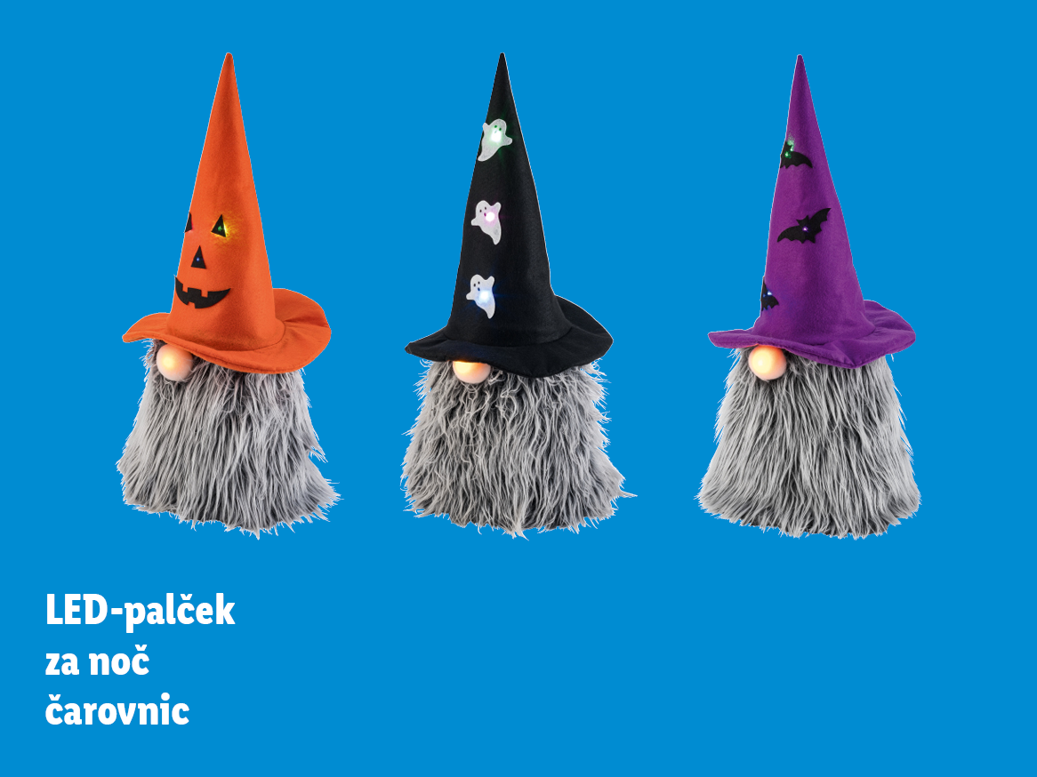 LED-palčki za noč čarovnic v oranžni, črni in vijolični barvi.