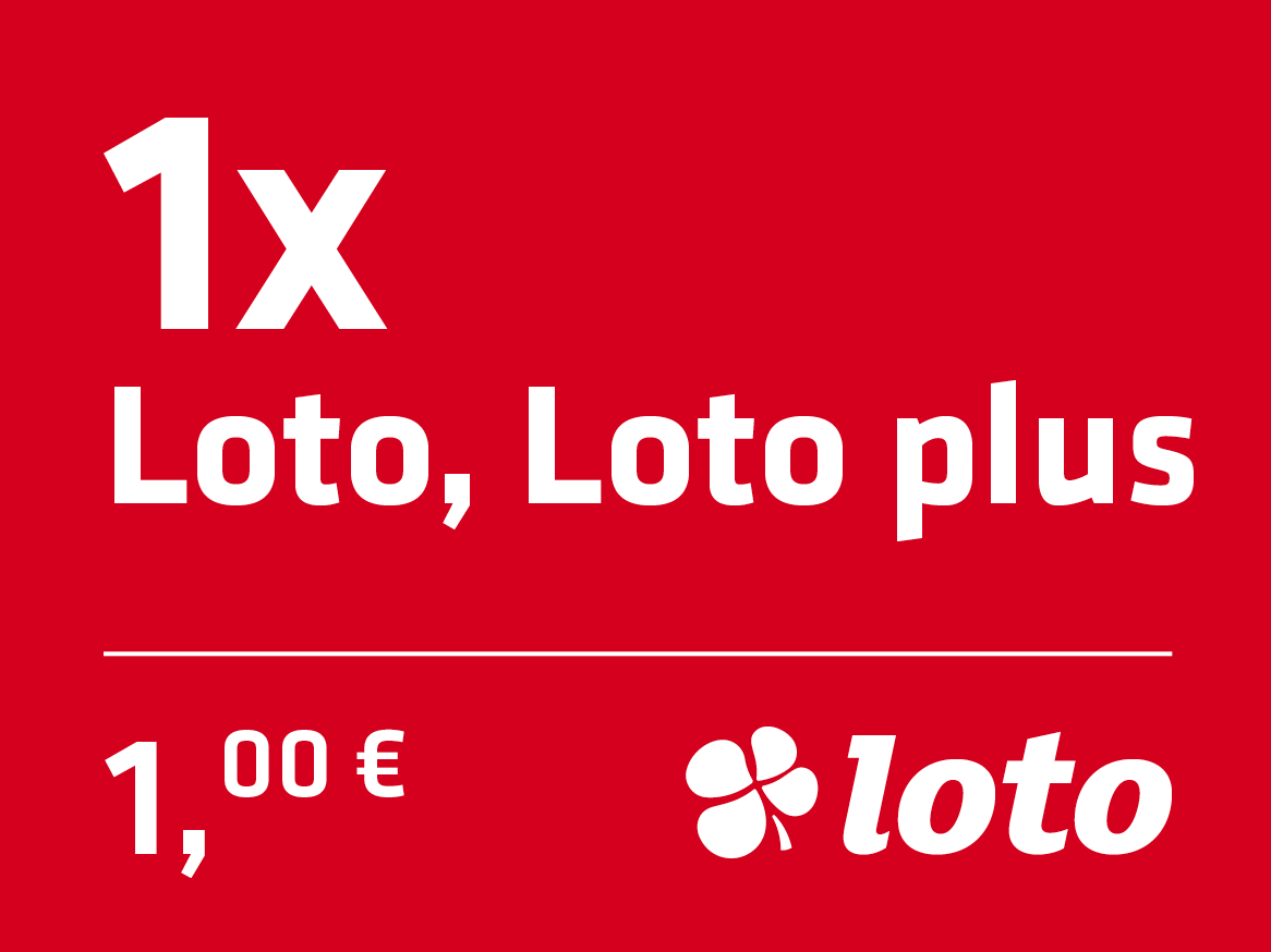 1x Loto, Loto plus za 1,00 € z logotipom Loto.