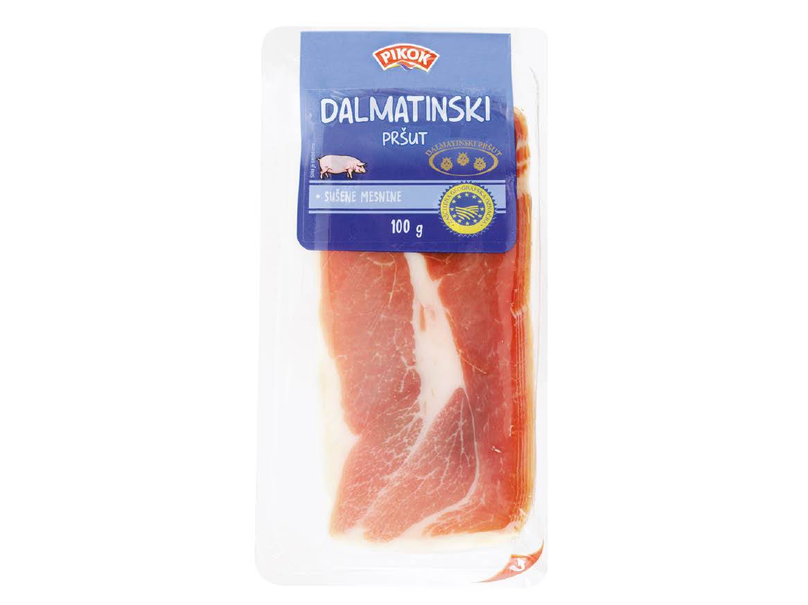 Pakiranje dalmatinskega pršuta Pikok, 100 g.