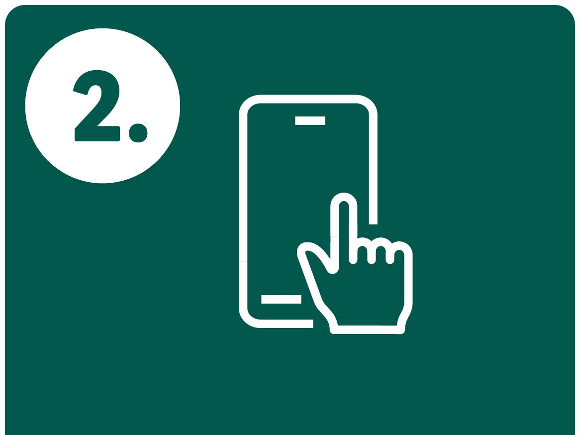 Druga stopnja: ikona pametnega telefona s kazalcem, ki kaže nanj.