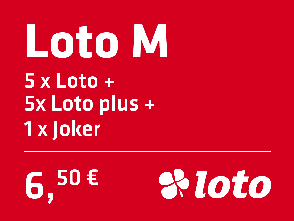 Loto M paket: 5x Loto, 5x Loto plus in 1x Joker za 6,50 €.