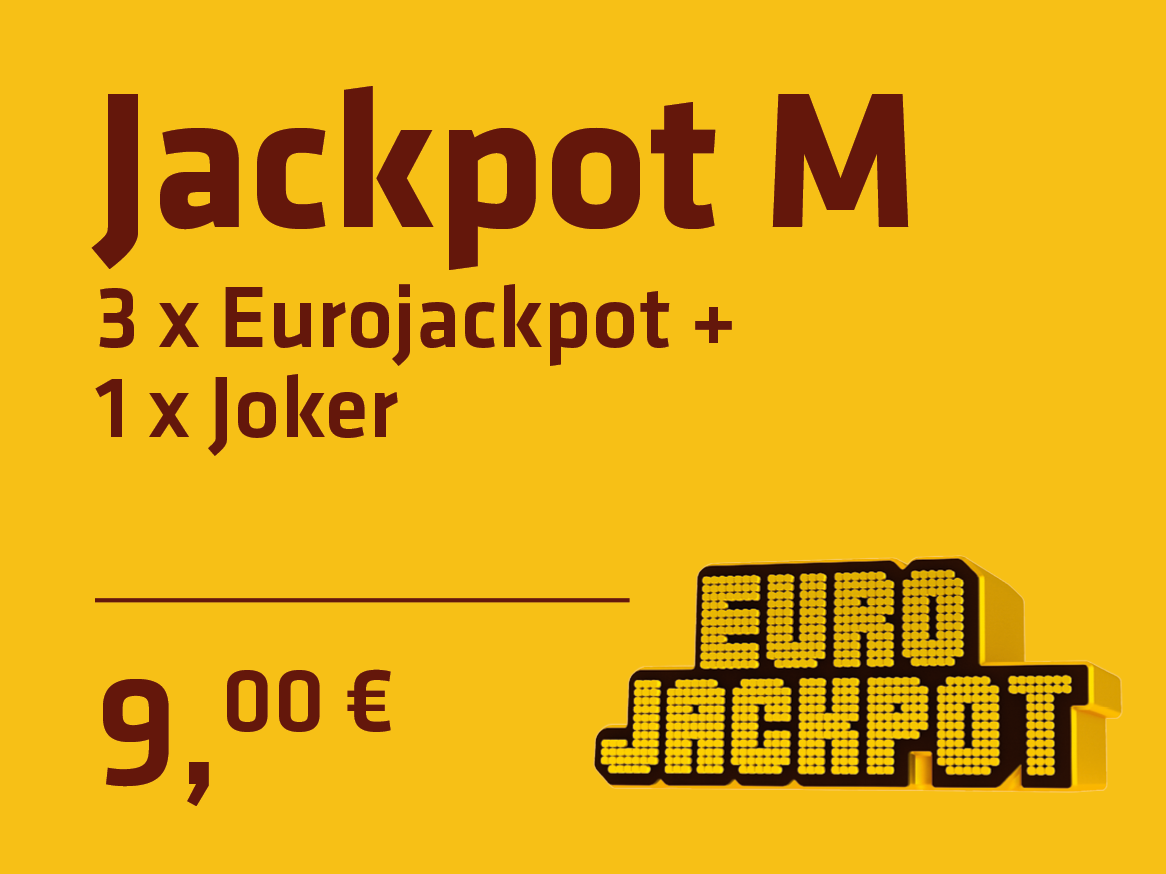 Jackpot M: 3x Eurojackpot + 1x Joker za 9.000 €.