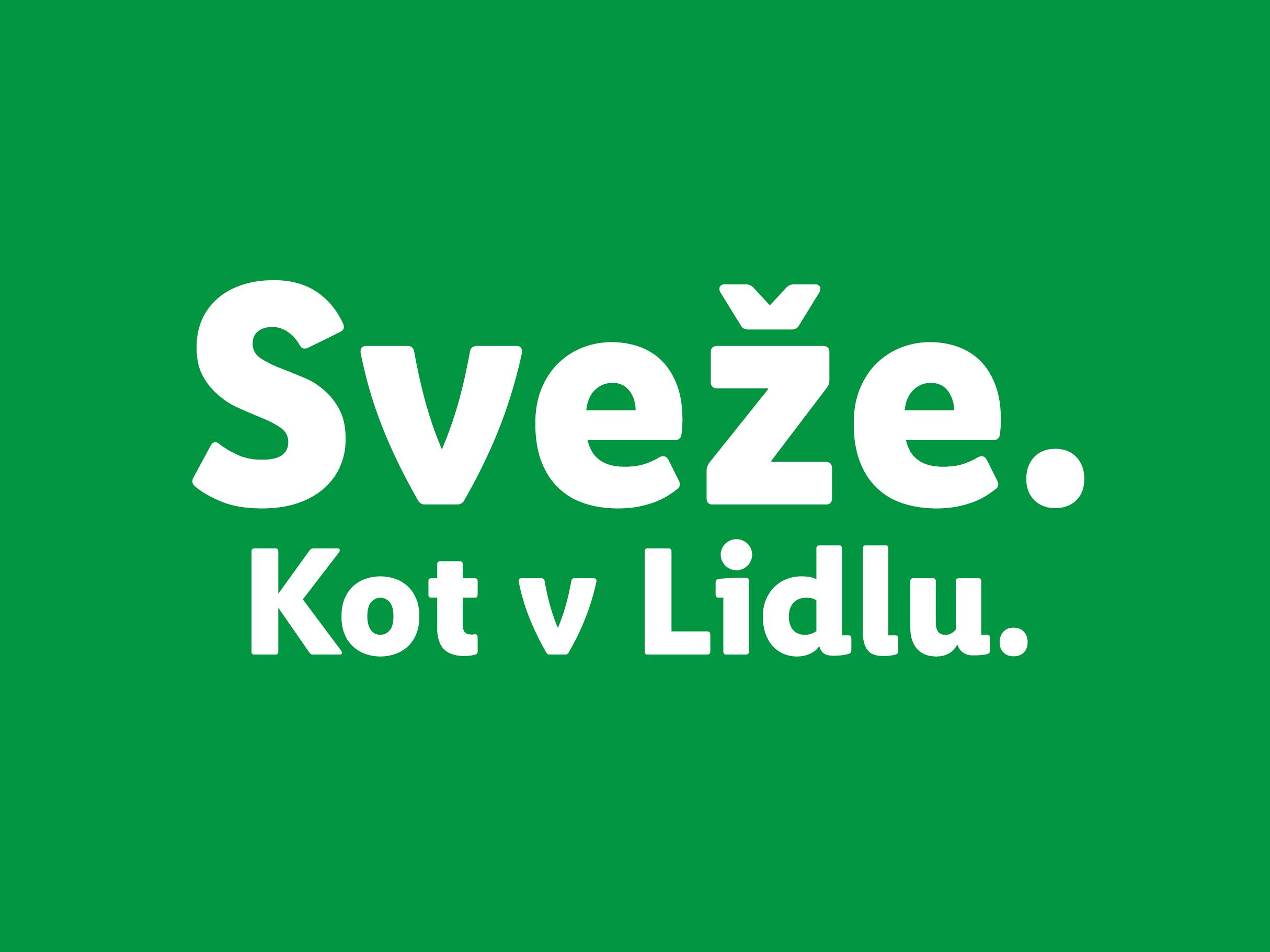 Zeleno ozadje z belim besedilom: 'Sveže. Kot v Lidlu.'