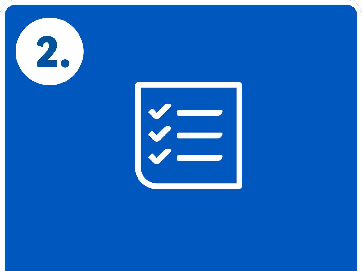 Modra ikona s številko 2 in seznamom s kljukicami.