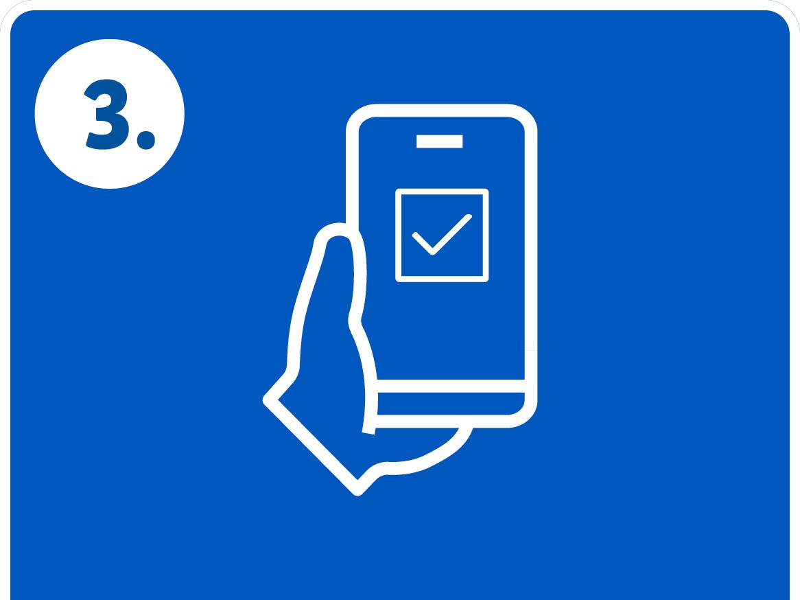Ikona: roka drži telefon z označeno kljukico, številka 3.