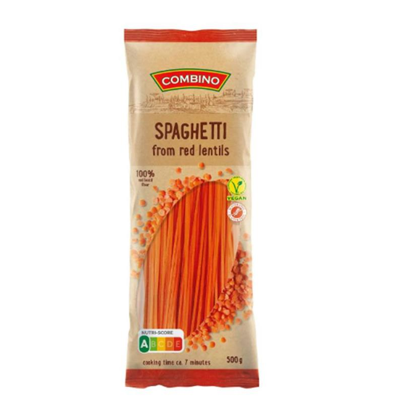 COMBINO špageti iz rdeče leče, 500 g, veganski, Nutri-Score A.