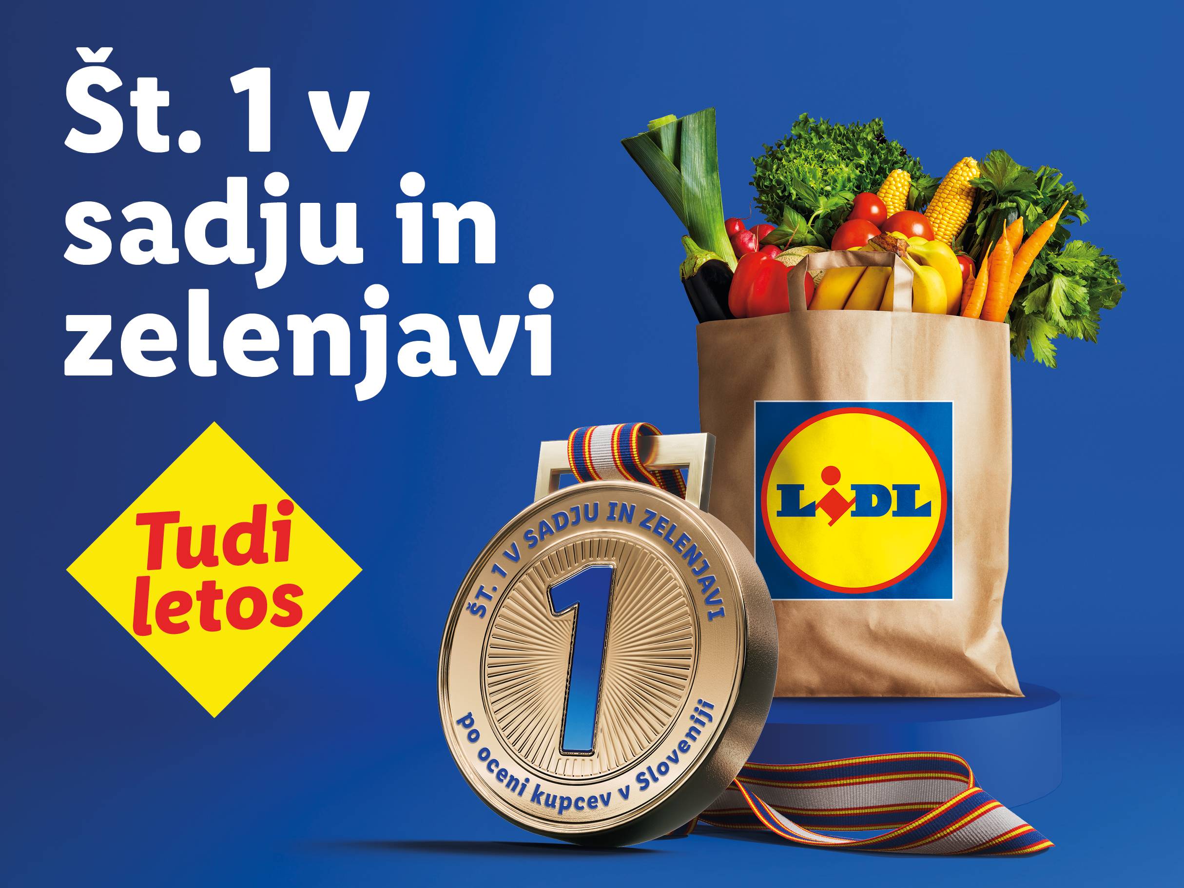Št. 1 v sadju in zelenjavi tudi letos, z medaljo in nakupovalno vrečko polno svežih pridelkov.