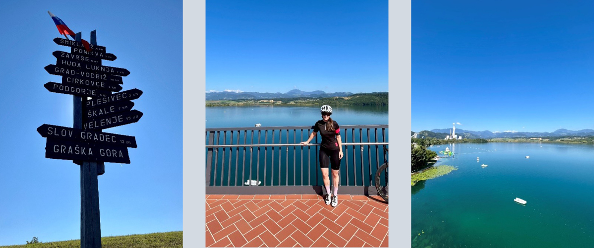 Pogled na Velenjsko jezero, ki je lahko del vašega kolesarskega izleta.