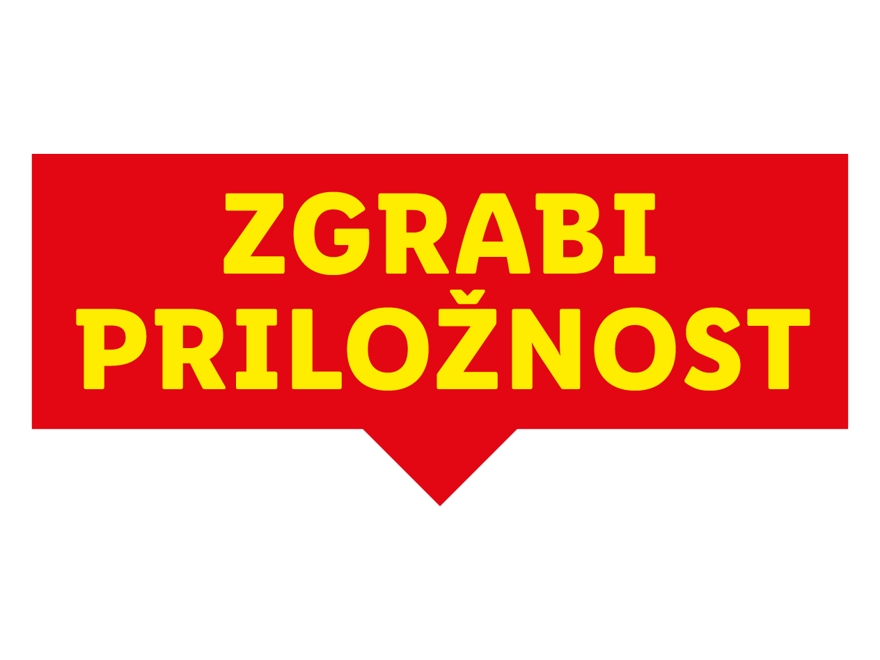 Rdeč oblaček z rumenim napisom »Zgrabi priložnost«.
