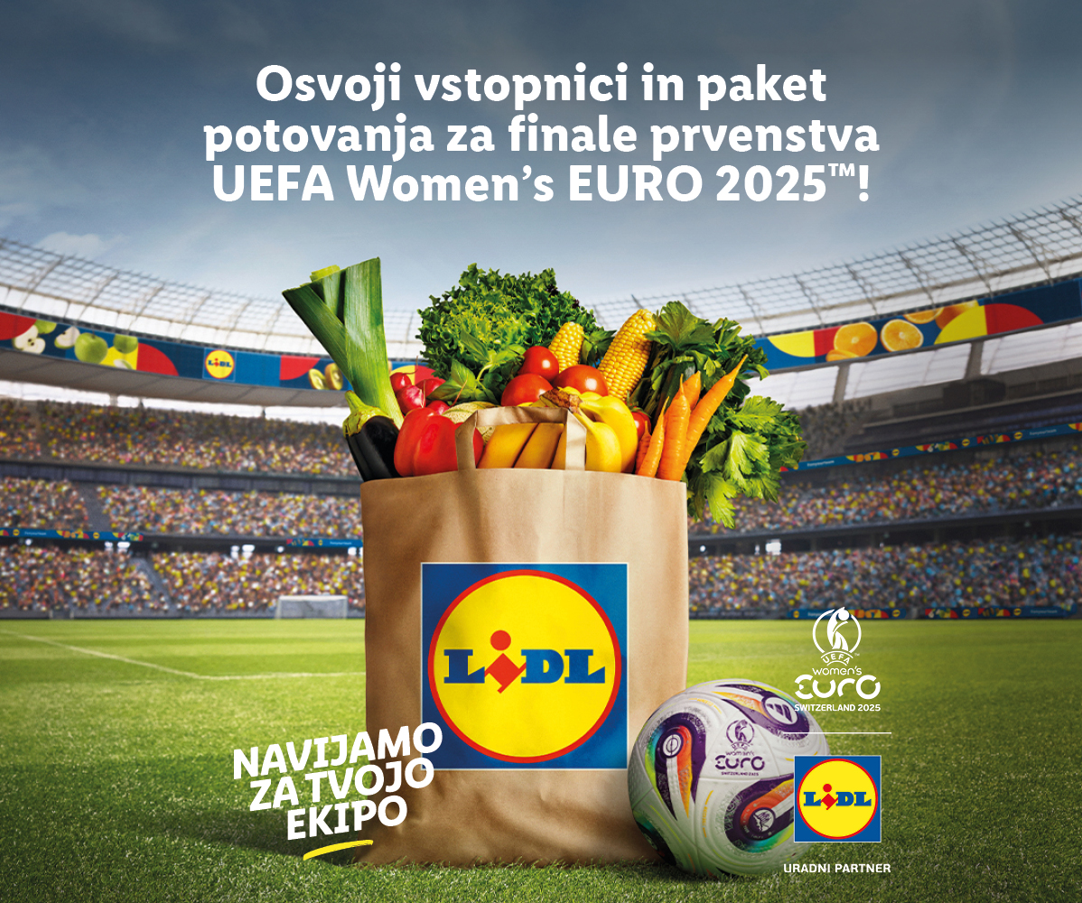 Lidl nakupovalna torba, nogometna žoga in vstopnice za finale ženskega Eura 2025.