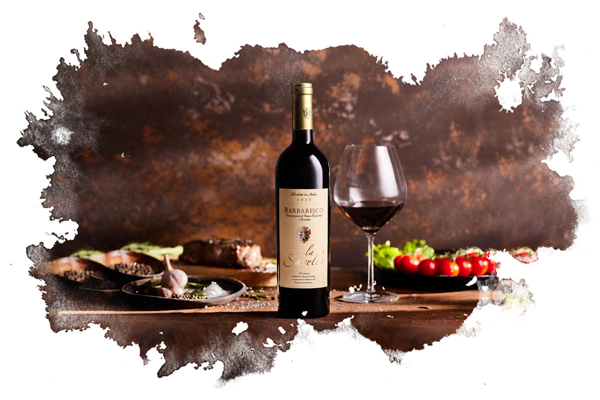 Vino La Sàvela Barberesco, zrezek in paradižniki.