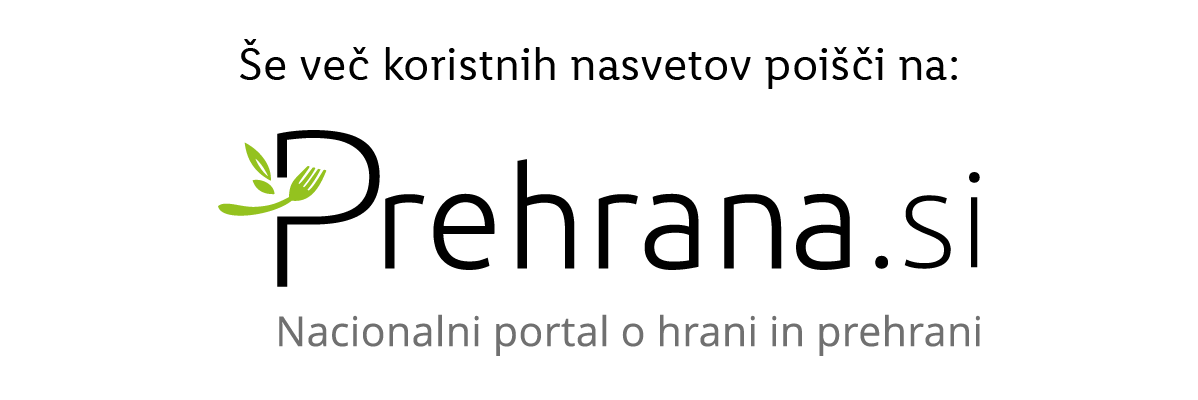 Logotip Prehrana.si z vilico in listi ter besedilom »Nacionalni portal o hrani in prehrani«.