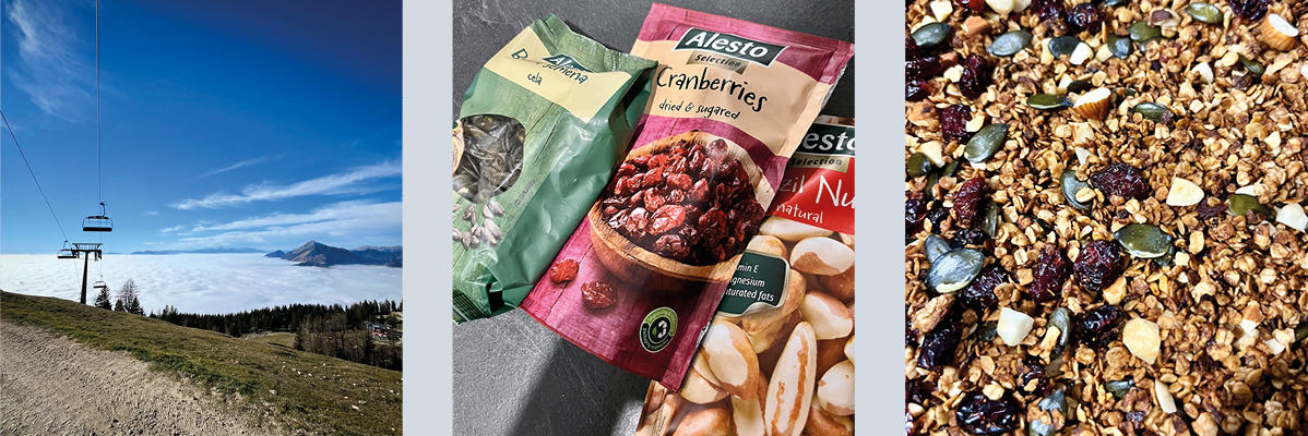 Granola, Alësto brusnice in brazilski orehi.